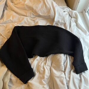 Black cropped off the shoulder sweater #cropped #sweater